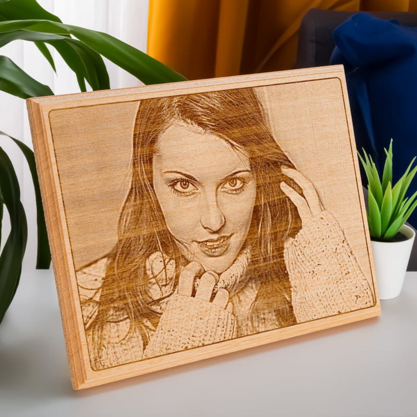 Photo gravée en bois décor en bois personnalisé gravé au | Etsy