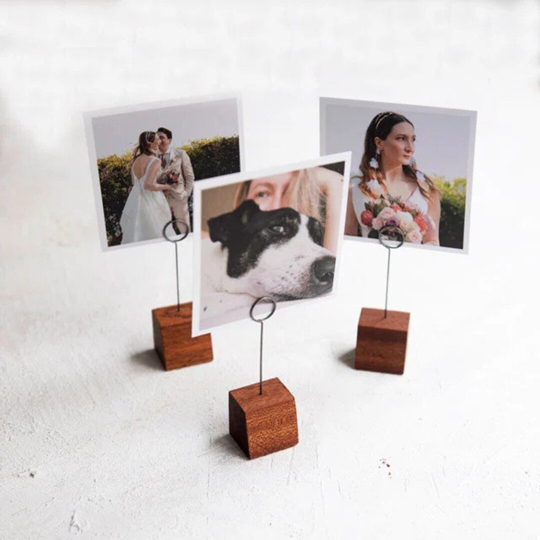 Photo Keeping Stand Wood Photo Holder Stands, Set of 3, Includes 3 Free Photo Holders for ...