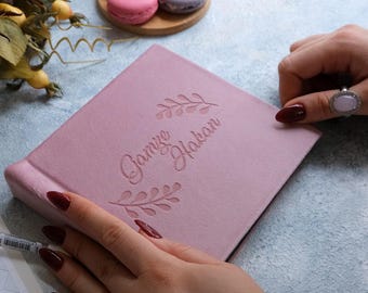 Álbum de fotos personalizado, livro de recordações personalizado com 40 páginas pretas, presente de aniversário, caneta, tiras e fotos Instax grátis.