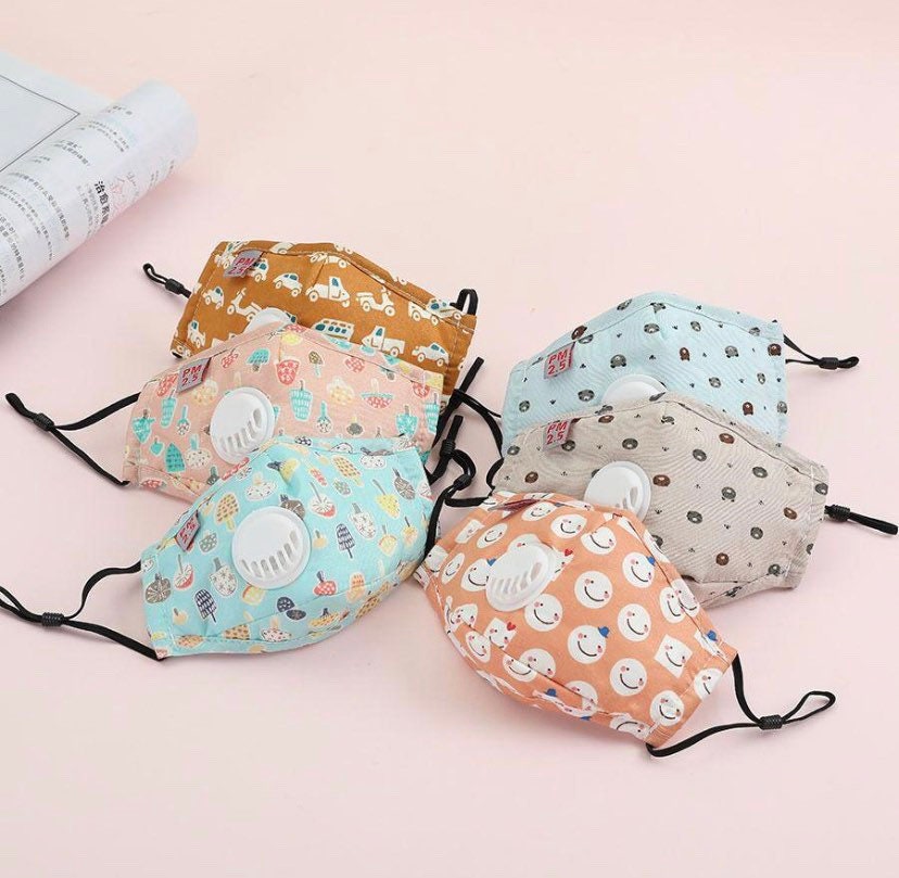Kids Face Mask 3 Layer w/ Filters - Vent Respiratory For Easy Breathi…