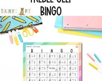 BINGO-spel G-sleutel voor basismuziek
