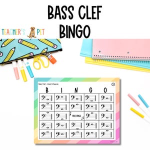 小学校音楽のためのバスクレフビンゴゲーム - 復習、評価、サブプラン