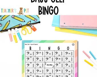 Bass-Notenschlüssel BINGO Spiel für Elementare Musik - Prüfung, Bewertung, Teilpläne