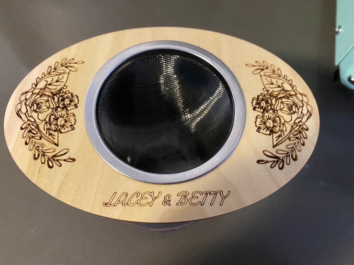 Wood loose leaf tea infuser holder. Comes with mesh basket. Etsy