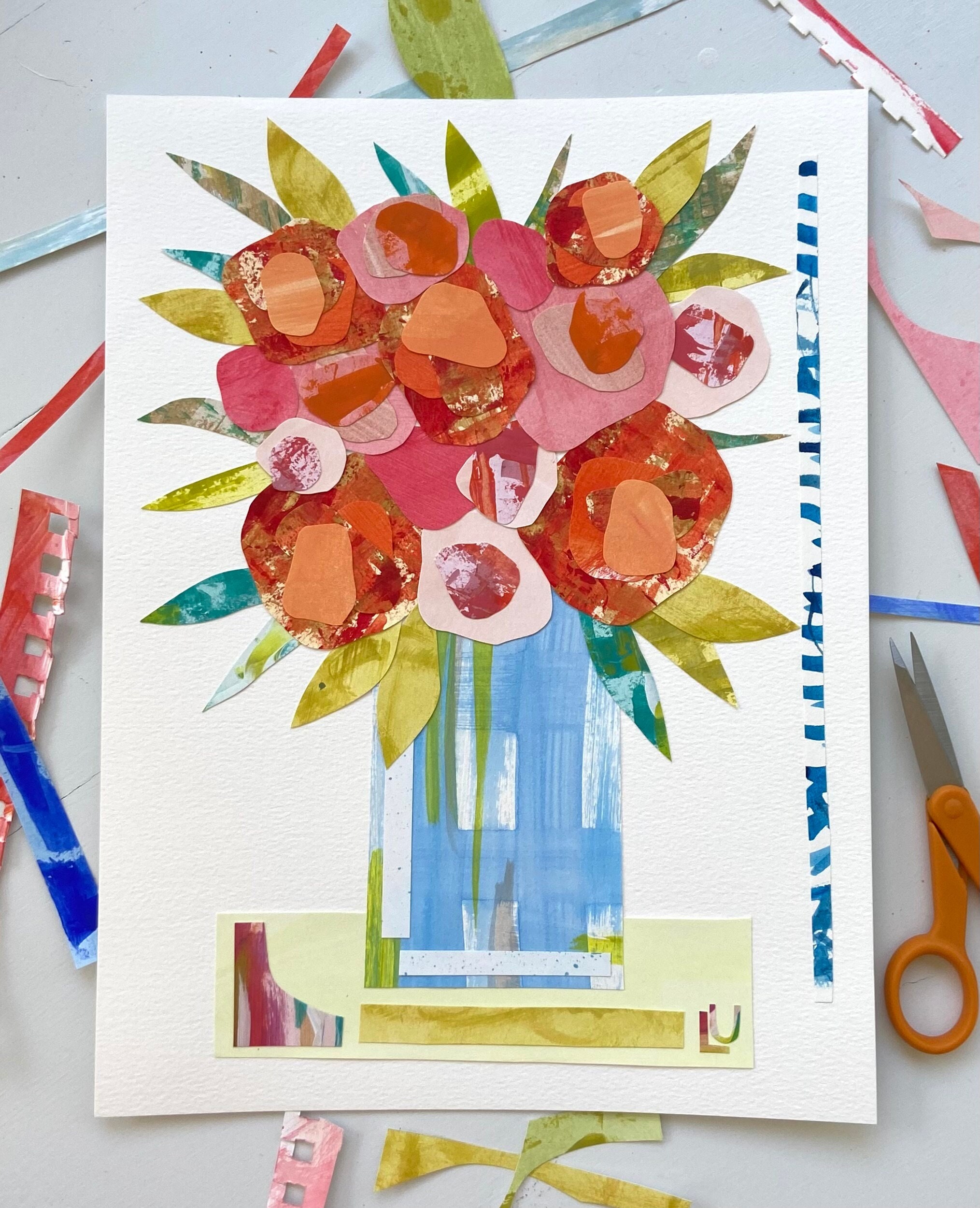Colorful Paper Flower Collage Art Board Print for Sale by