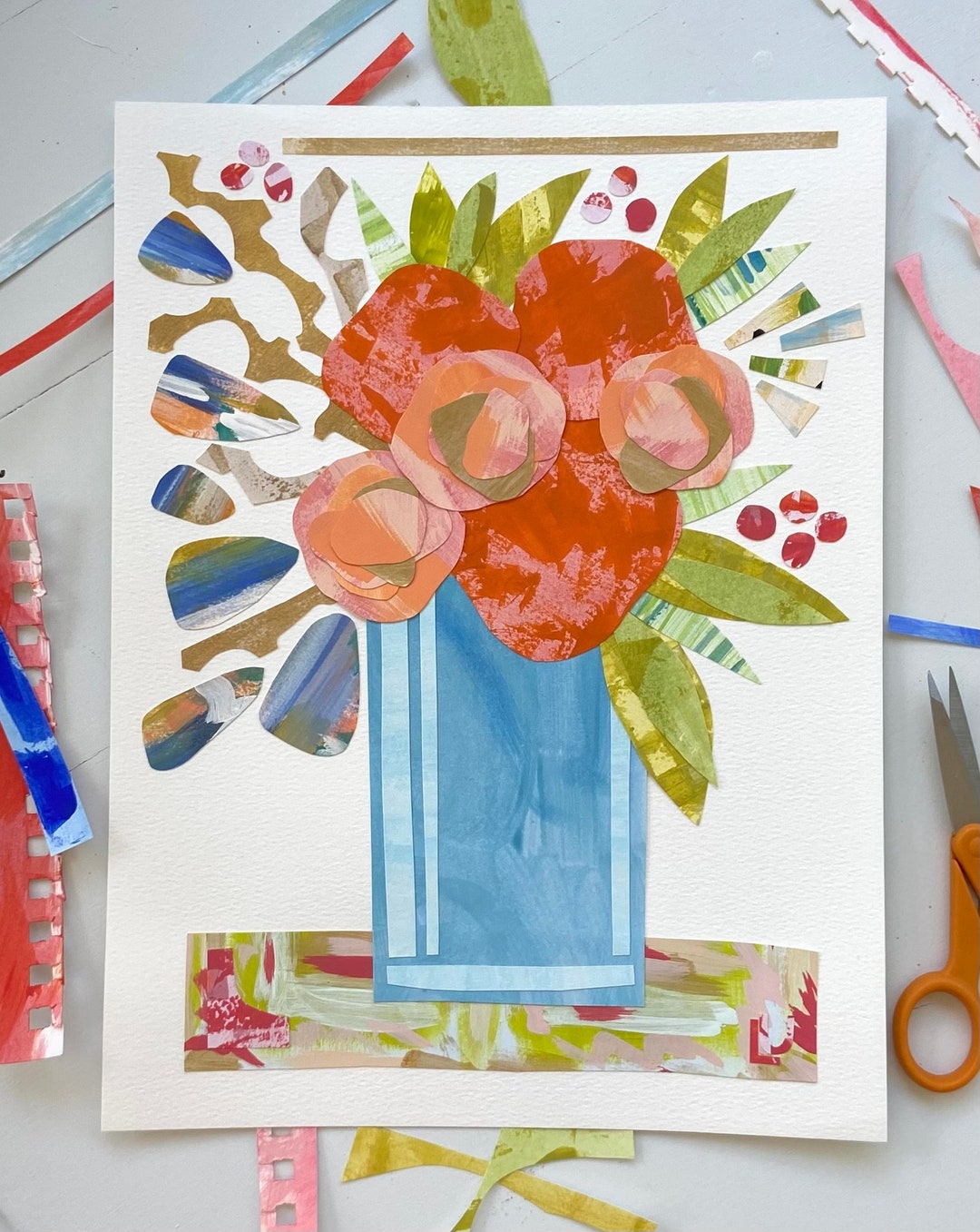 ORIGINAL Collagehandmade Collage Artabstract Floral Art Etsy