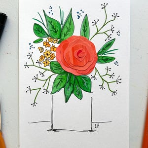 ORIGINAL COLLAGE-Handmade collage art-Mixed media mini floral collage
