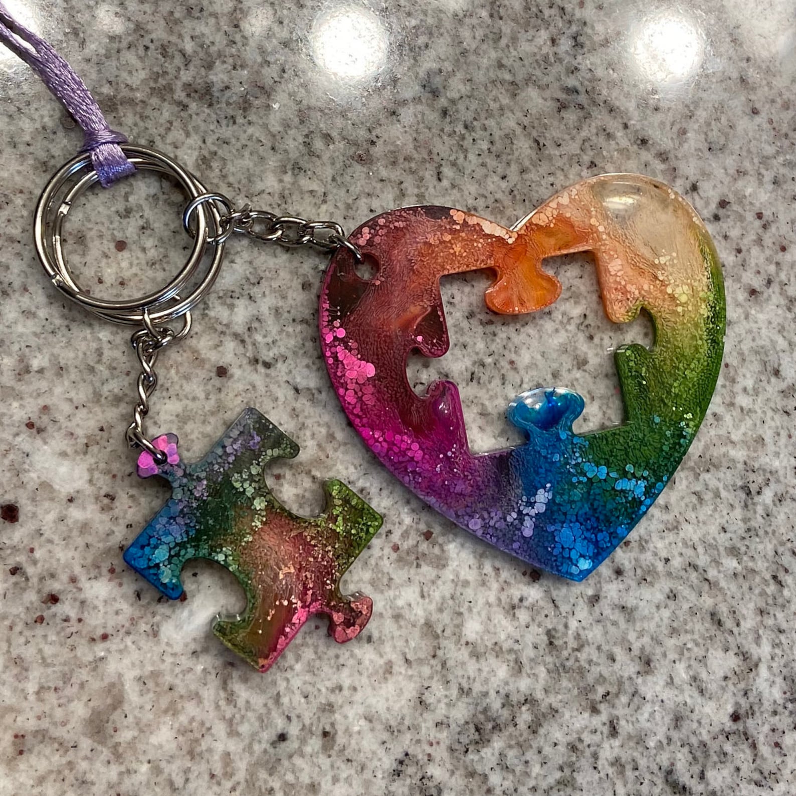 Puzzle Piece & Heart Keychain Sets Etsy