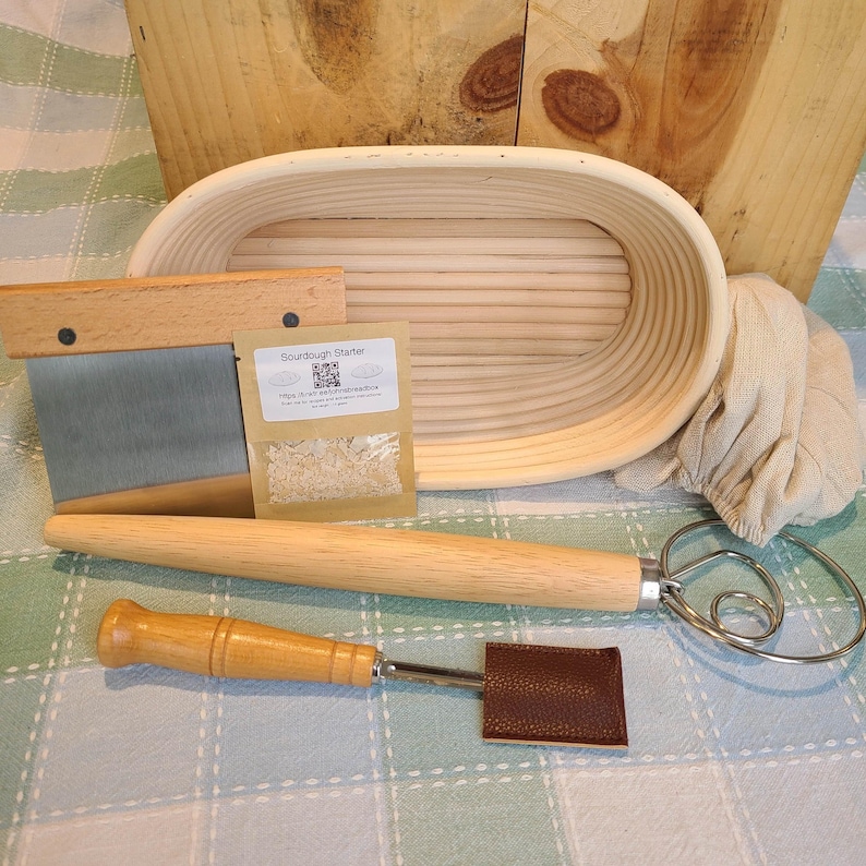 Sourdough Bread Making Kit, Organic Starter, Rattan Basket, Baking Tools image 5