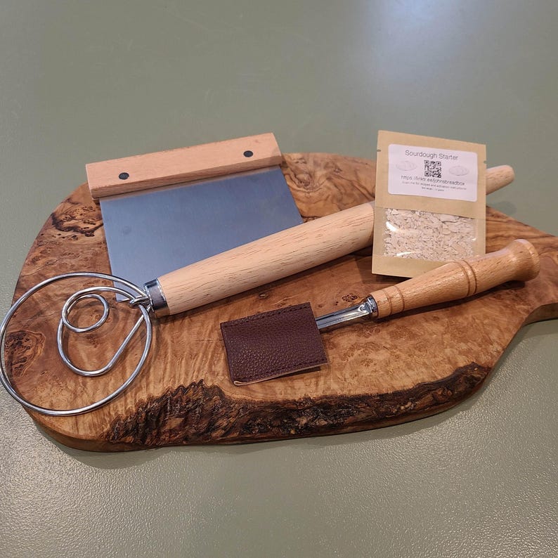 Kit para hacer pan de masa madre: masa madre orgánica, hojaldre y gancho para amasar imagen 1