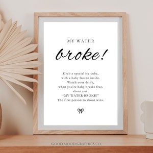 My Water Broke Game Printable Minimalist Baby Shower Game Frozen Baby ...