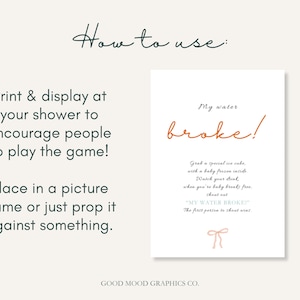 My Water Broke Game Printable Whimsical Baby Shower Game Frozen Baby