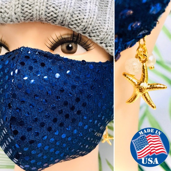 Sparkle Face Mask with a Mask Charm / glamour face mask/ Etsy