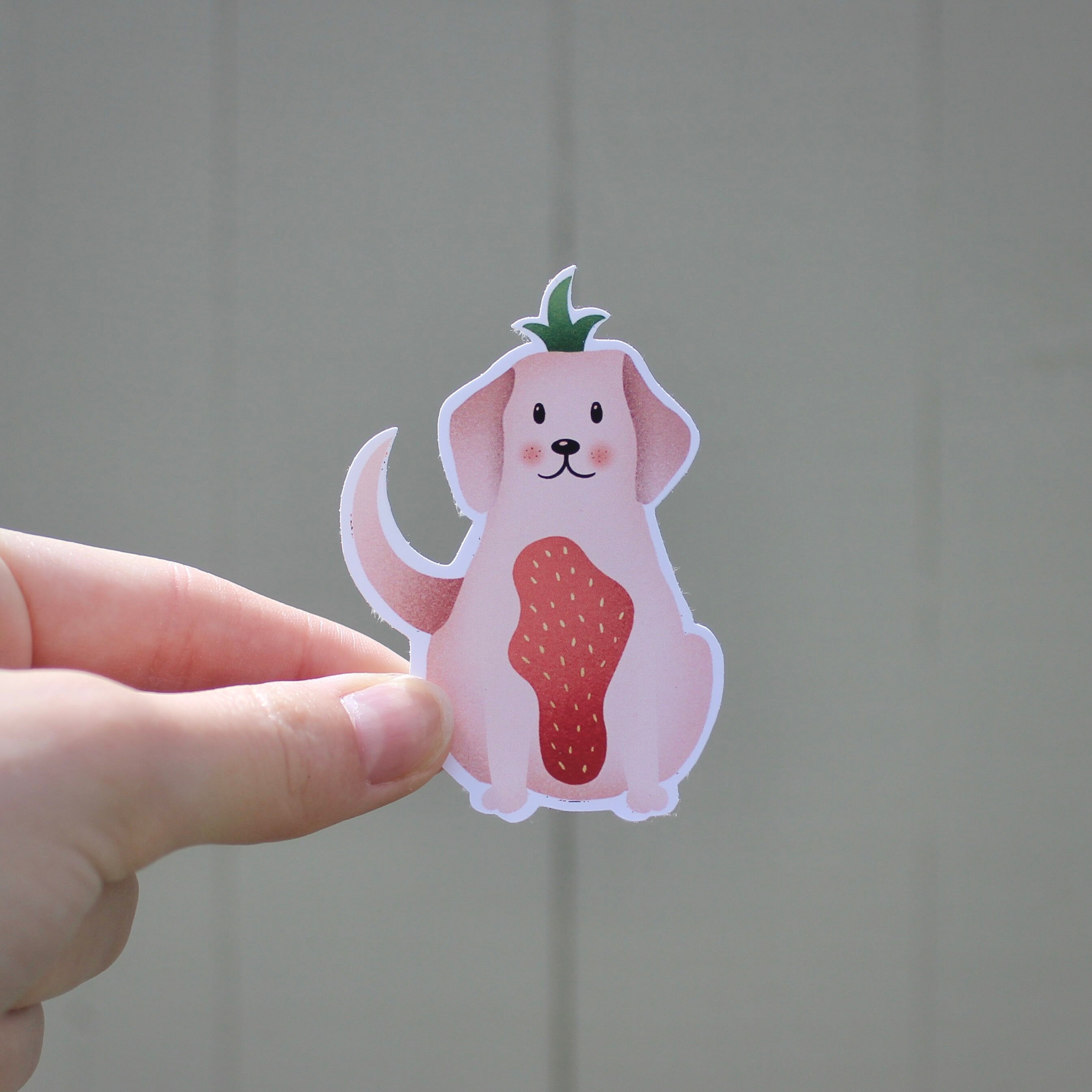 Strawberry Dog Sticker Etsy