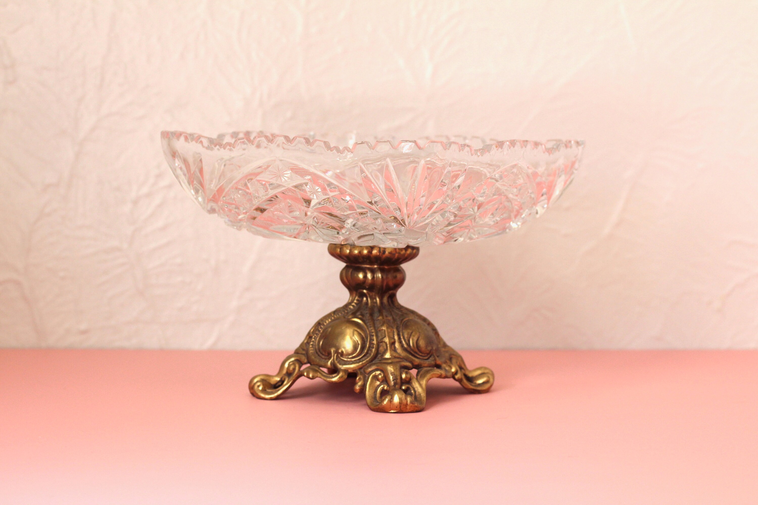 Vintage Lead Crystal Compote or Pedestal Bowl With Etsy