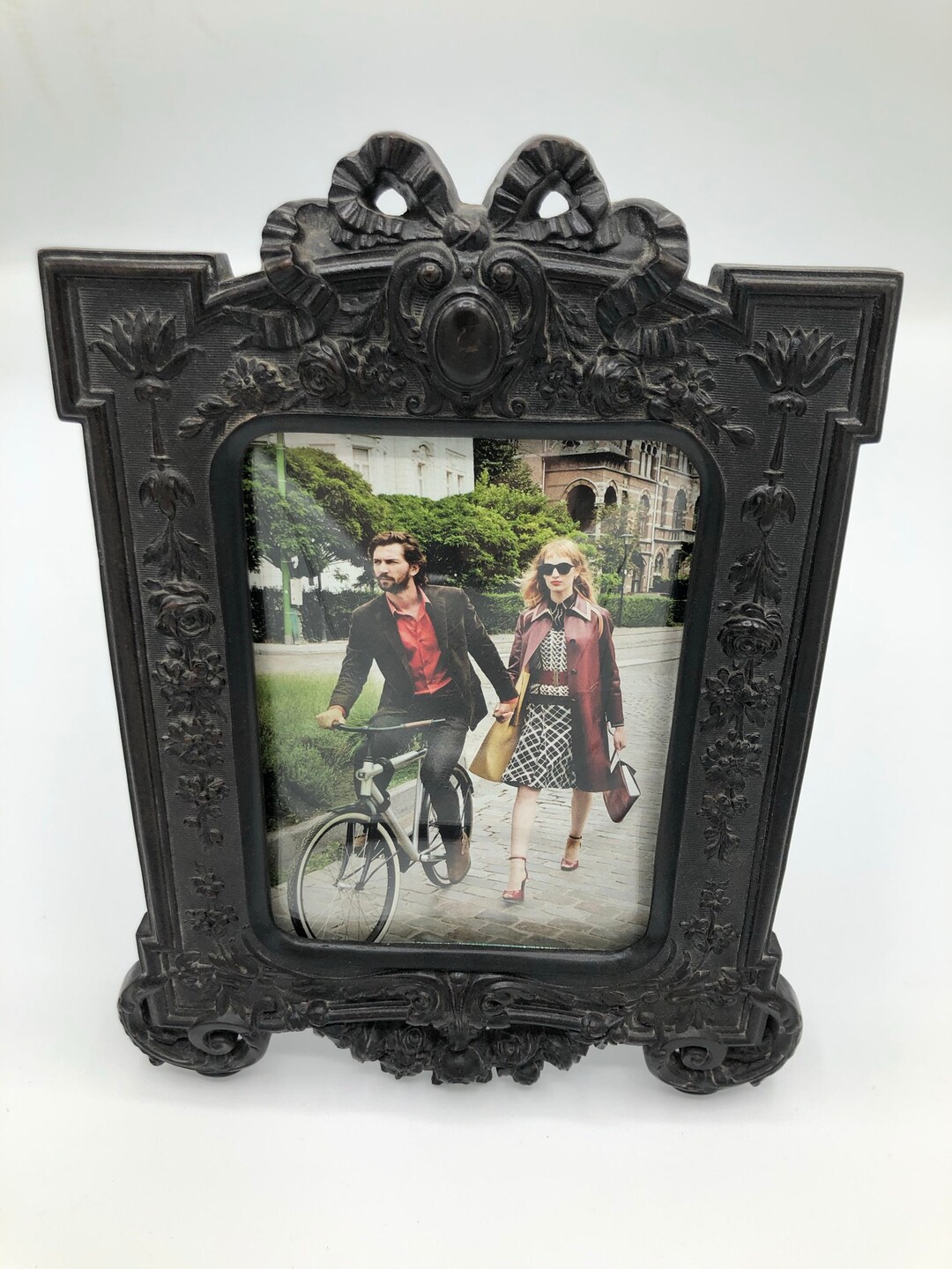 Vintage Gutta Percha Picture Frame With Roses Etsy