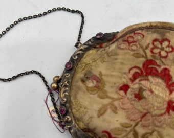Vintage Ladies Small Tapestry and Jeweled Purse