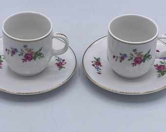 Vintage Pair Small Tea Cup and Saucers