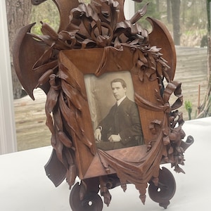 Vintage Black Forest Ornate Carved Picture Frame (Large)
