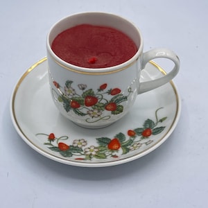 Vintage Strawberry Avon Cup and Saucer w/ candle ca1978