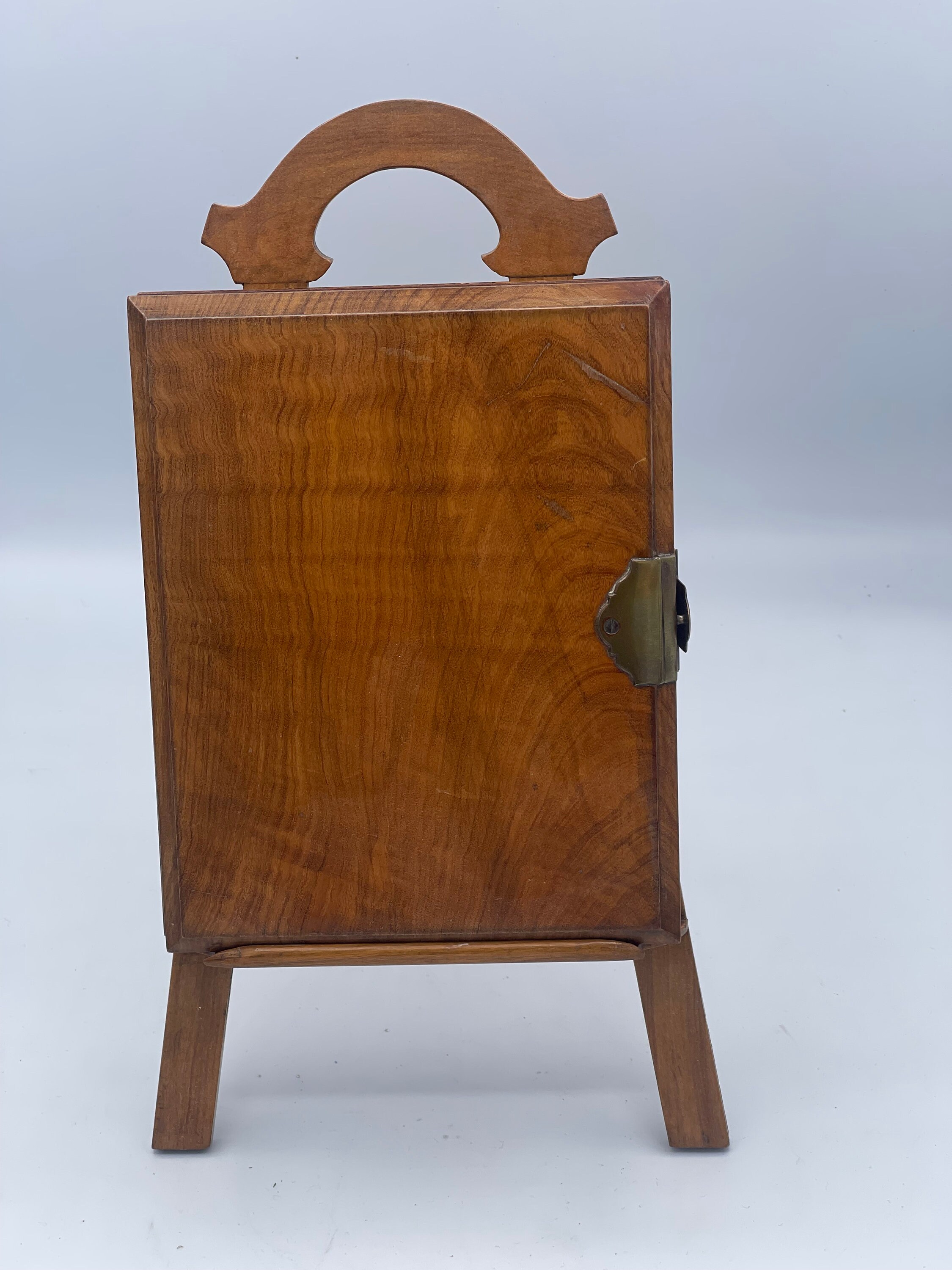 Vintage English Yew Wood Double Picture Frame w/ Easel