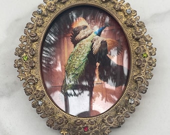 Vintage Jeweled Oval Picture Frame