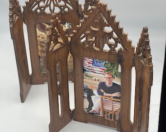 Vintage Pair of Wooden Church Style Picture Frames