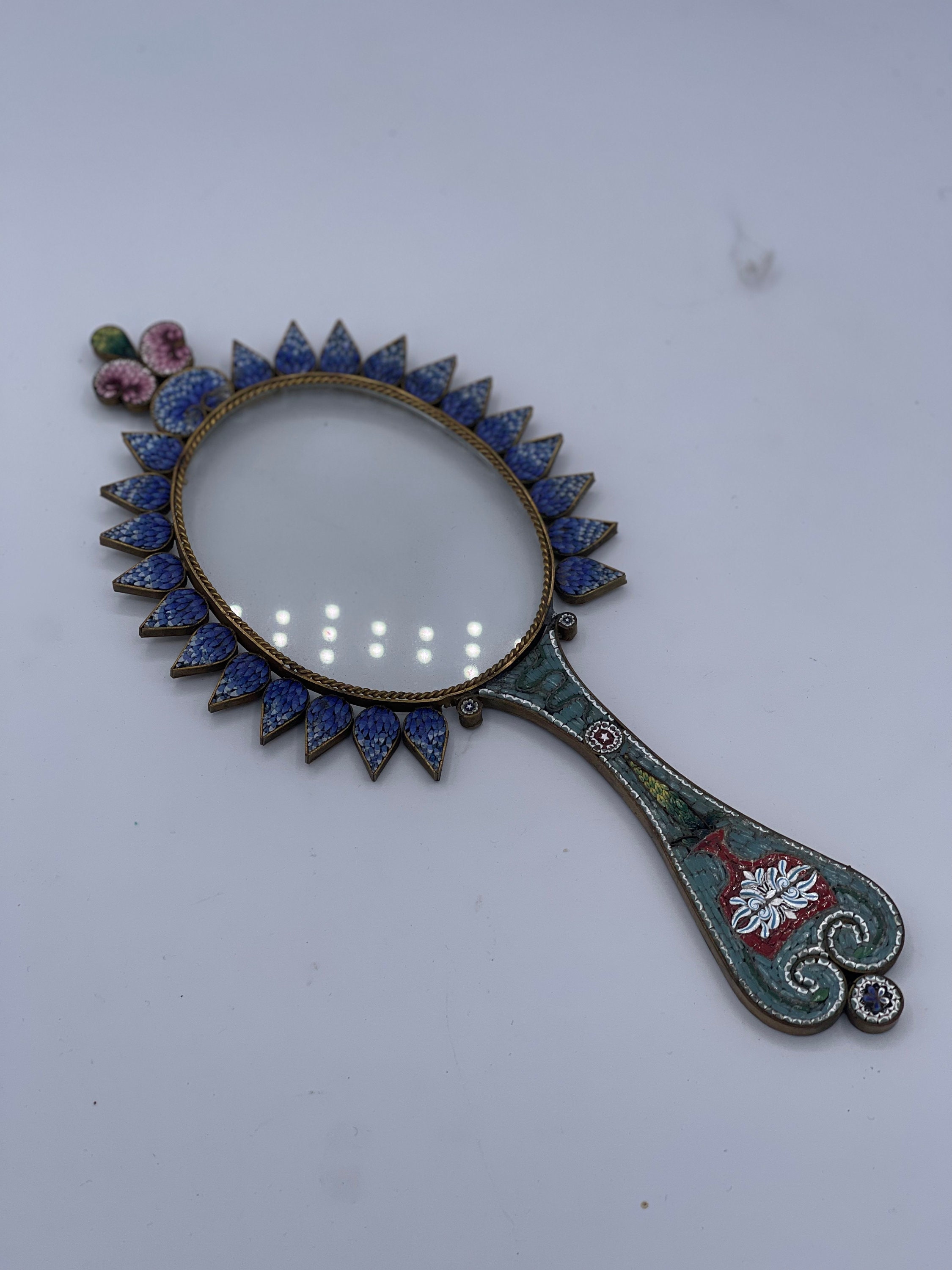 Vintage Italian Mosaic/ Millefiori hand Mirror Framethumbnail