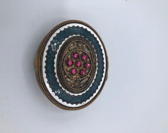 Vintage Ladies Enamel and Jeweled Compact