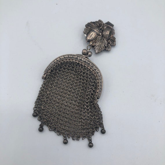 Vintage Chainmail sterling mini purse chatelaine w