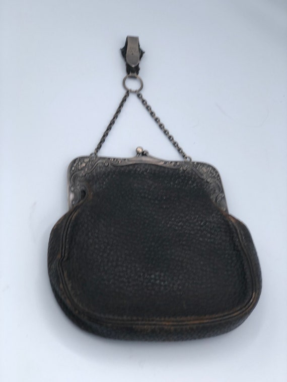 Vintage Leather Purse w/ Sterling Silver Frame and Clip
