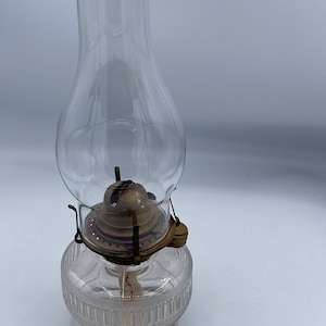 Vintage Oil Lamp w/ Partially Frosted Glass Base
