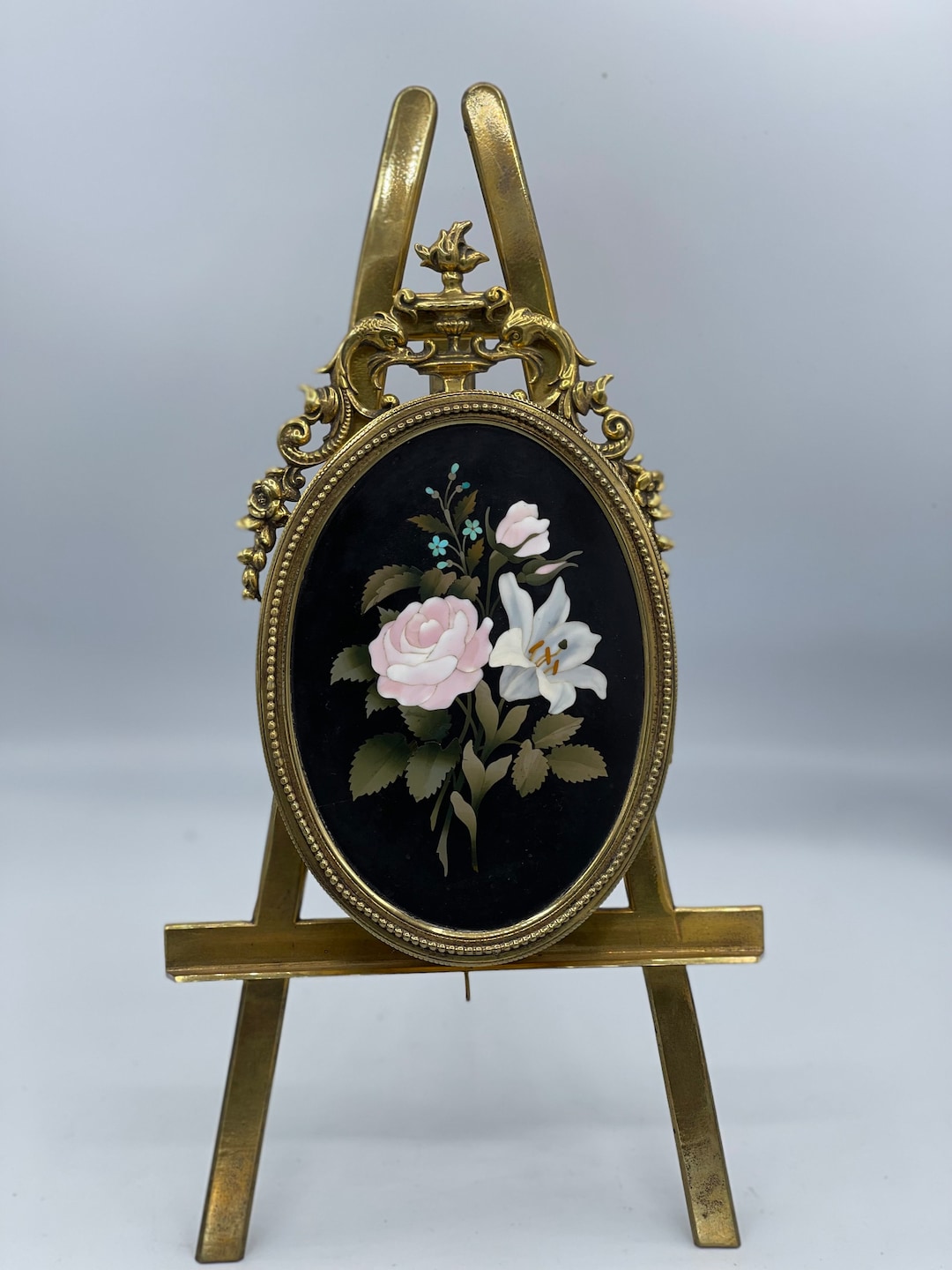 Vintage Pietra Dura Flowers Double Picture Frame on Easel - Etsy