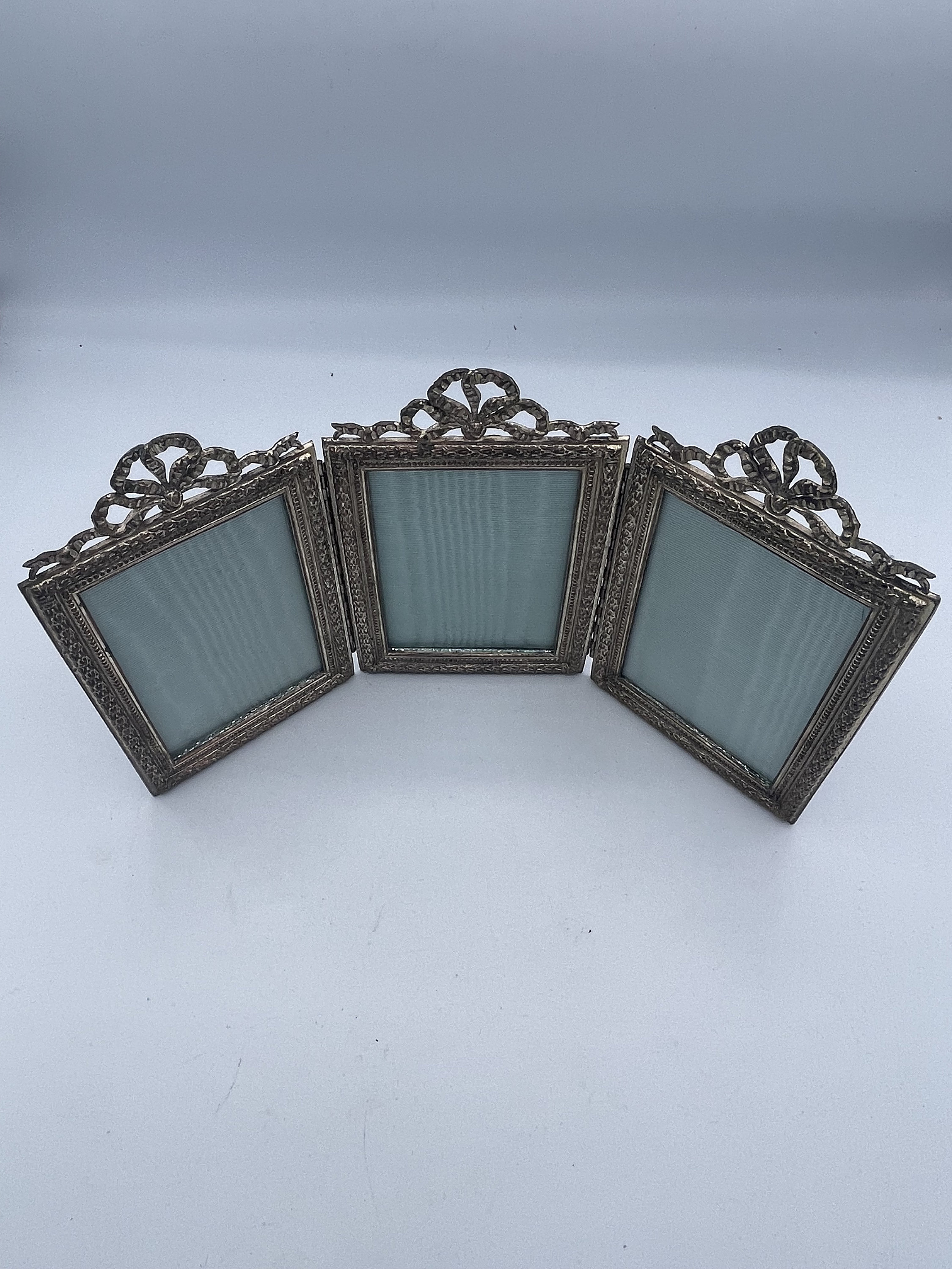 Vintage Brass Triple Frame with Bow Top