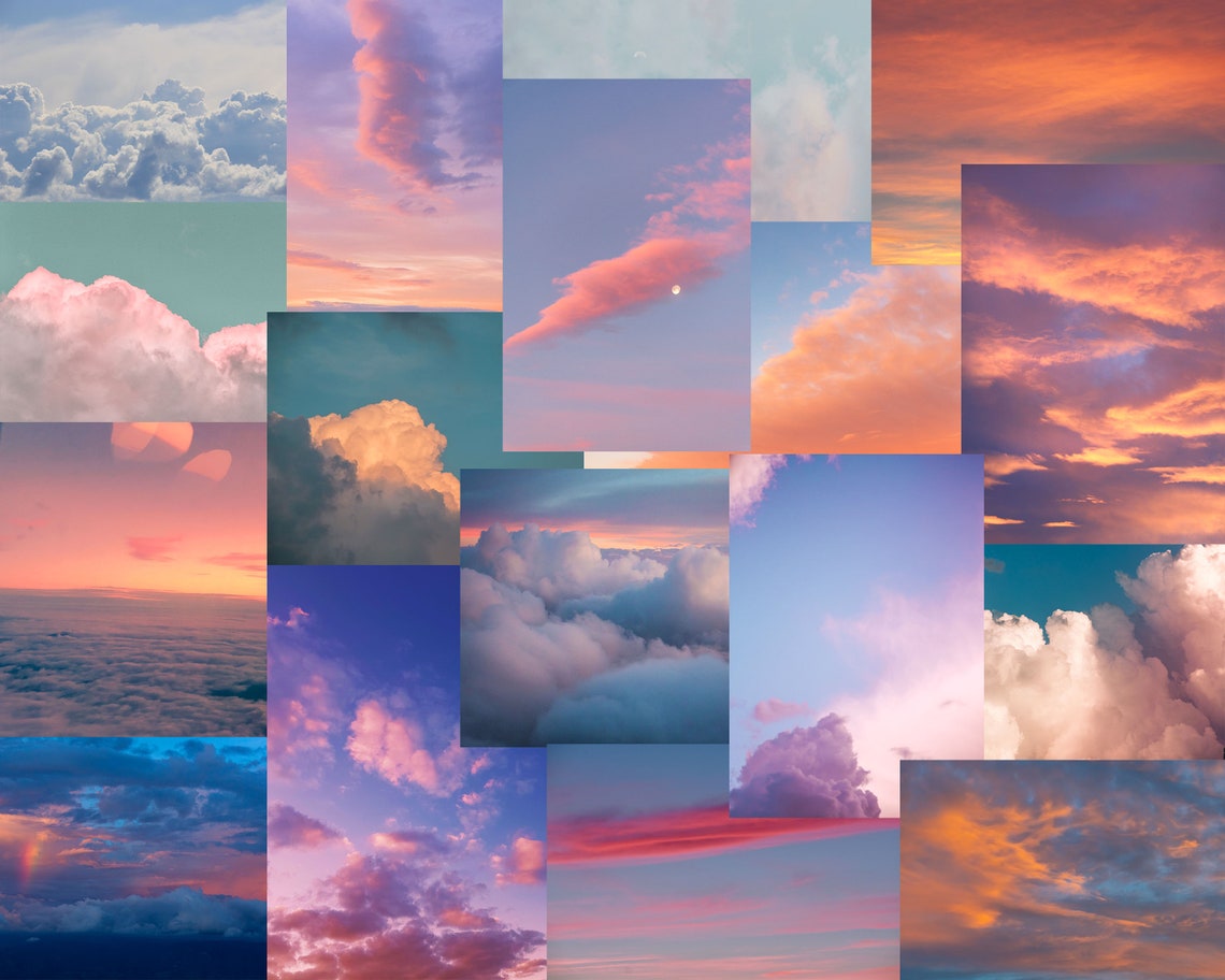 Dreamy Clouds Aesthetic Photo Wall Collage Kit Set of 45 Files | Etsy