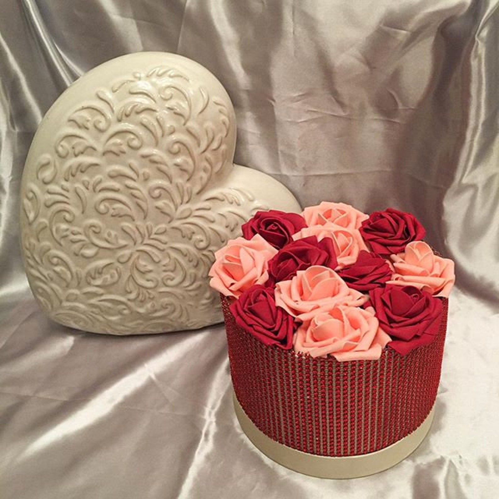 Handmade artificial flower box arrangement in MEDIUM Faux Etsy
