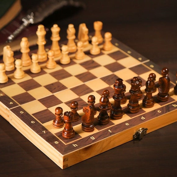 Schachspiel magnetisch Schach Schachbrett Holz Chess Board Set Reiseschach 29cm 