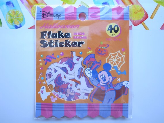 Disney Happy Halloween Flake Sticker 40 Mickey Mouse Minnie Donald Clarice JAPAN 