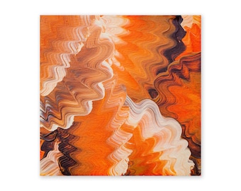 Hadoken, 2020, 20cm x 20cm, acrylic on canvas, Original Handmade Abstract Painting Modern Art Colourful Orange Brown Beige Cream