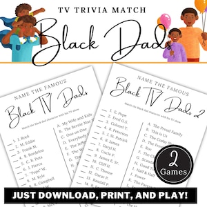 Black Fathers Trivia Printable - Father&#39;s Day Game - African American Match Game - Baby Shower Idea - Black Culture Game - Pop Culture Game