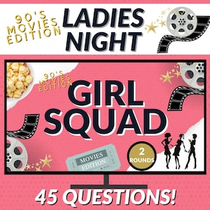 Ladies Night PowerPoint Game - Adult 90s Movies Virtual Trivia - Guess the Movie - Ladies Night Ideas - Galentine Movie Trivia - Game Night