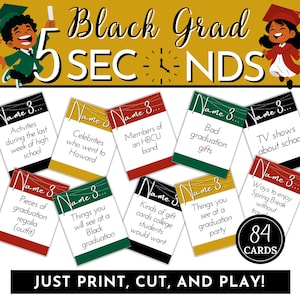Jeu imprimable Black Graduate 5 Second Rule - Jeu de la culture noire - HBCU - Jeu pour diplômés universitaires - Idées de fêtes pour diplômés - Jeu de société pour diplômés du secondaire