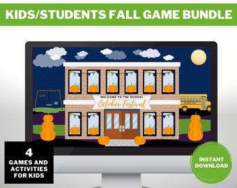 Editable Students Fall Games - Halloween PowerPoint - School Church friendly - 4 activities