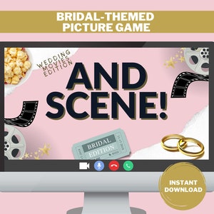 Wedding Virtual Game for Couples, Movie Picture Match Game, Romantic Wedding Party Game, Bridal Shower Digital Download, Fun Couple Trivia