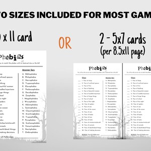 Phobia Trivia Game Printable Game Halloween Party Game Instant Download - Etsy