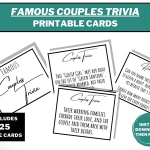 Beroemde koppels Trivia - Afdrukbaar spel - 25 rondes - Direct downloaden