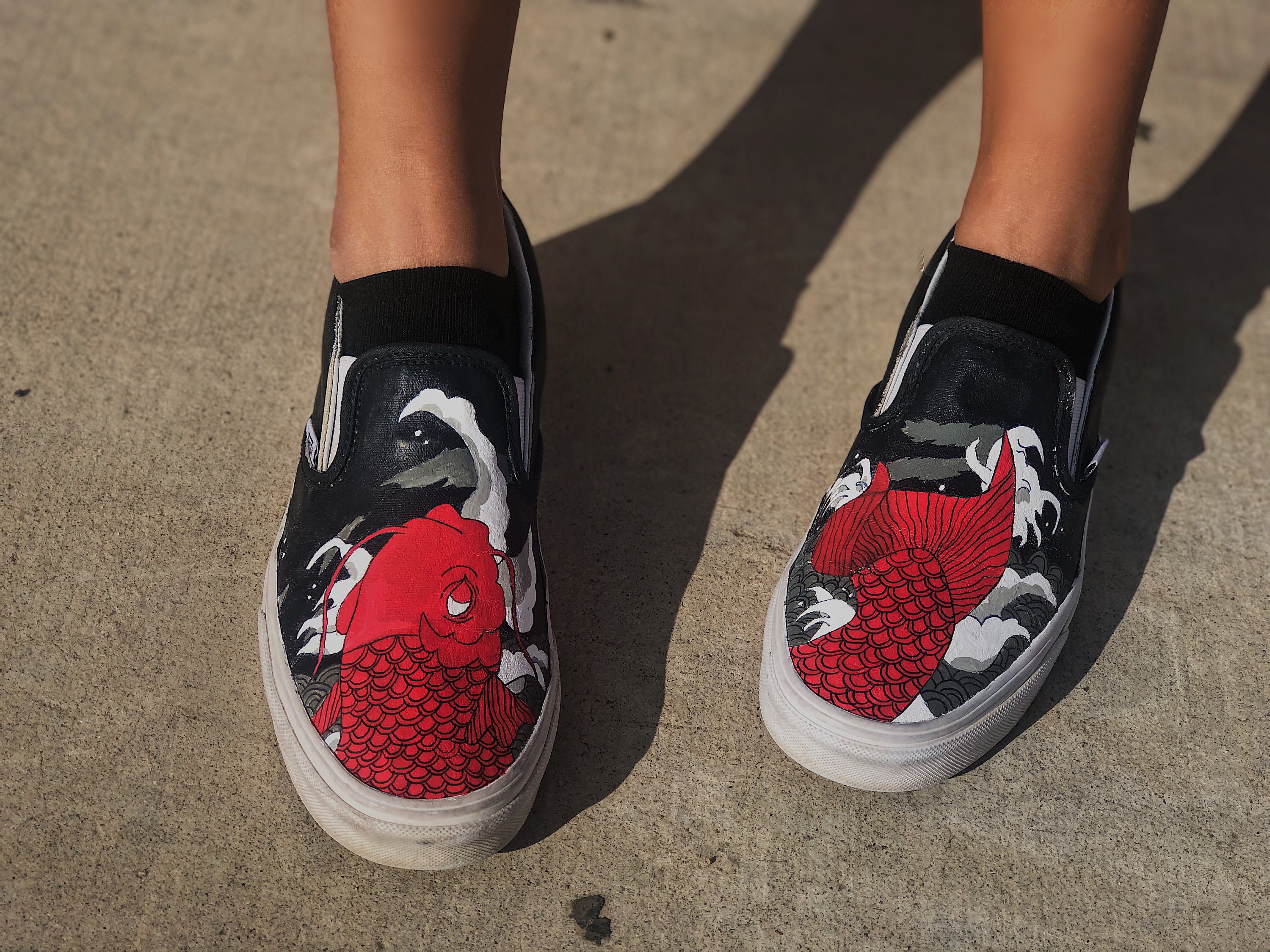 Custom Painted Koi Fish Shoes Etsy