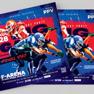 Big Game Football Flyer  Design Sports Flyer Template Photoshop Design Template  Poster Print Design