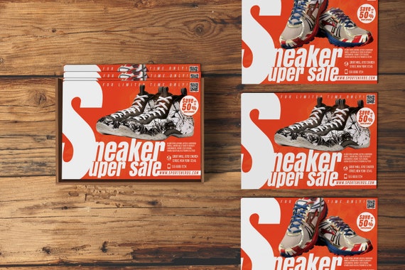 Sneaker Shop Flyer Commercial Flyer Template Photoshop Design Template Poster Print Design Etsy