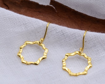 Dainty Gold Dangle Earrings, Drop Hoop Earrings, Minimalist Sterling Silver Earrings, Bridal Jewelry, Gift for Her, Mother's Day Gift